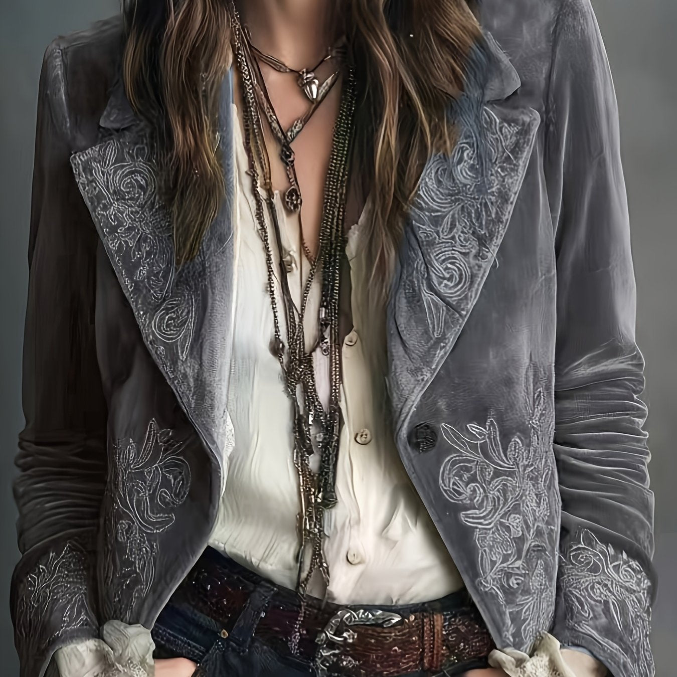 Exquisite Botanical Embroidered Women's Blazer