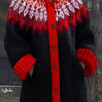 Cozy Plus Size Hooded Cardigan with Mountain Gradient