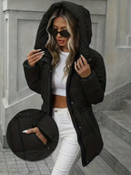 Casaco de Cor Lisa Feminino | Comprimento Midi, Manga Comprida, Detalhe de Cordão, Estilo Casual, Moda Elegante para Outono e Inverno