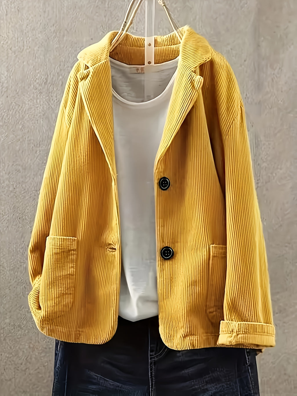 Plus Size, Blazer Casual de Manga Longa para Mulheres Plus Size, Moda Casual, Inverno, Corte Sob Medida, Casaco Estiloso, Lavável à Máquina, Tecido Durável, Casaco Chique, Conjunto Feminino, Moda Curvilínea, Traje de Escritório