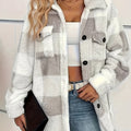 Plush Winter Jacket with High Elasticity Plaid