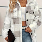 Plush Winter Jacket with High Elasticity Plaid