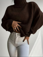 Blusa Feminina Elegante de Gola Redonda - Suéter Macio e Quente de Cor Sólida para Inverno, Lavável na Máquina, Tops Aconchegantes para Outono e Inverno, Versátil para Looks Casuais ou Sofisticados, Suéter Simples para Jeans/Vestidos/Saias