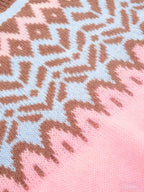 Blusa Feminina Elegante Casual Étnica/Geométrica - Blusa de Inverno Quente com Bloco de Cores e Gola Redonda, Lavável na Máquina, Confortável para Camadas de Outono/Inverno, Novidade 2024 (Poliéster) - Coleção Elegante para Vestidos e Blusas