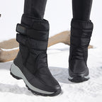 Botas de Neve Femininas de Corte Médio, Quentes e Espessas para Inverno, Antiderrapantes para Uso Externo, Sapatos Altos de Tamanho Grande para Mulheres