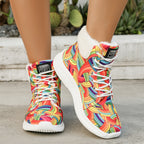 Botas de Neve Femininas de Inverno, Forradas e Acolchoadas - Sapatos Esportivos Curtos de Tornozelo a Meia Canela para Aquecer