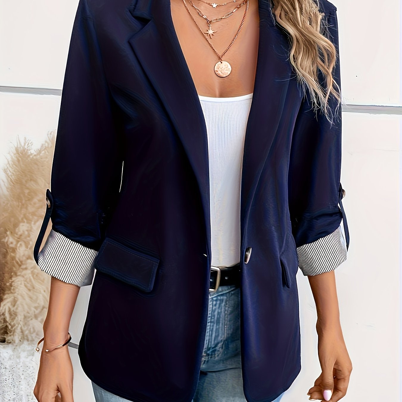 Timeless Double-Breasted Light Blue Blazer