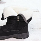 Botas de Neve de Inverno para Mulher - Botas Térmicas Isoladas para Clima Frio com Sola TPR Antiderrapante, À Prova de Vento e de Alta Qualidade - Botas de Meia-Perna para Clima Frio com Palmilha Acolchoada