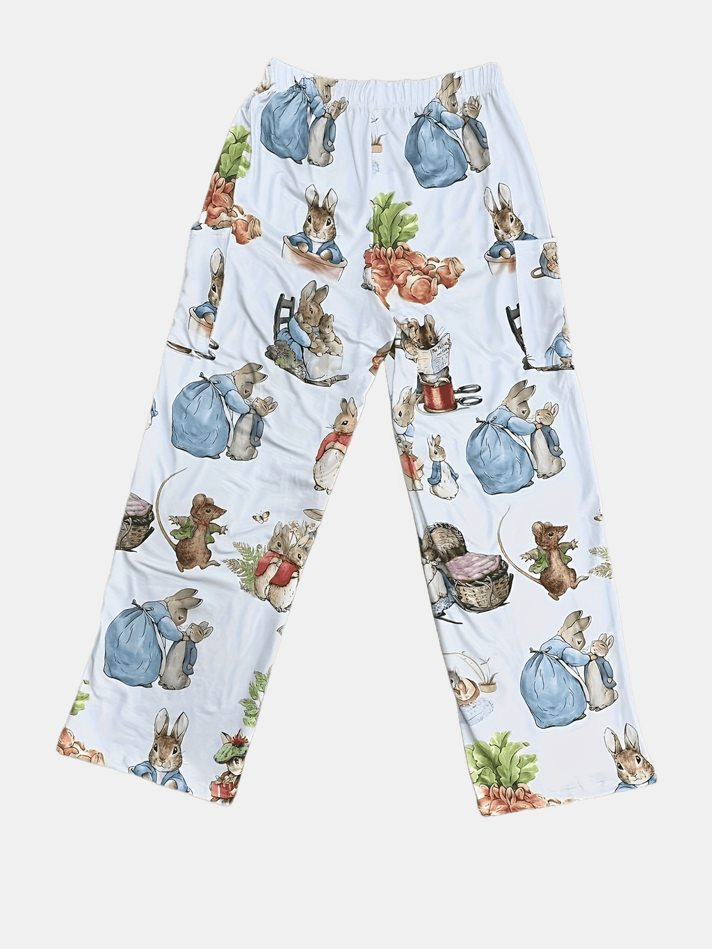 Calças Femininas Retrô com Estampa de Coelho - Pernas Largas Confortáveis para Todas as Estações, Design Bonny, Lavável na Máquina, Ideal para Jeans ou Vestidos - Corte Elástico e Ajuste Largo para Estilo o Ano Todo