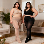 2 Unidades Meias-Calças Plus Size Femininas de Cintura Alta e Brilho Transparente - Meias Opaque de Cobertura Total com Tecnologia -Desgaste, Controle de Barriga e Brilho Suave (120/D Gauge) para Festas, Looks Casuais - Meias Plus Size Confortáveis