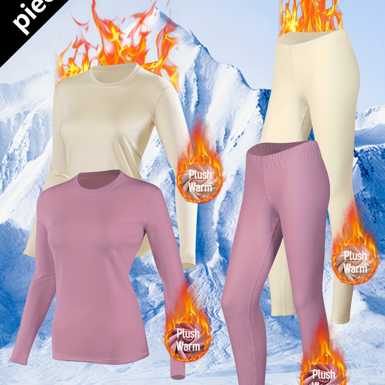 Women's Thermal 4-Piece Set with Plush Lining