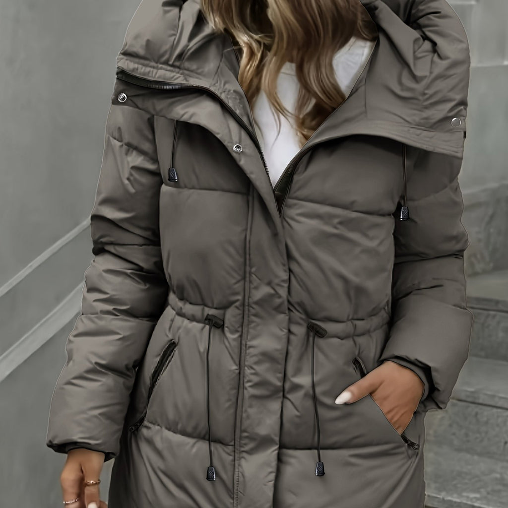 Elegant Women's Midi Coat with Cord Detail