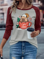 Camiseta Feminina com Estampa de Capivara - Blusa Casual de Capivaras para Todas as Estações, Gola Redonda com Elasticidade Média, Lavável na Máquina