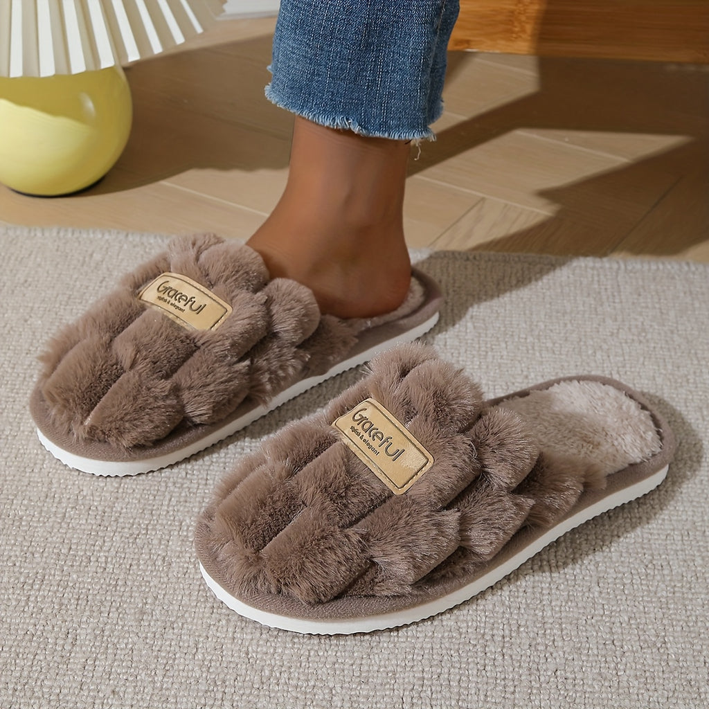Chinelos de interior de pelúcia para mulheres - Sapatos de casa quentes e macios, sola de EVA antiderrapante, calçado de lounge aconchegante para todas as estações em preto/branco/bege/ - Presente perfeito para casa, spa ou ocasiões especiais - Design fácil de limpar e não lavável, chinelos para senhoras, conforto em casa, simples slipon, construção durável, calçado confortável, lounge em casa, elegante slipon, material amigável com a pele, sapatos slipon, apaixonados por spa