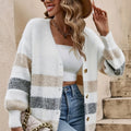 Chic French Style Striped Buttoned Cardigan