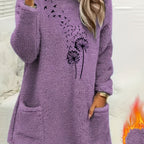 Cozy Dandelion Print Women's Knit Sweater - Autumn Essential