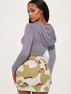 Top Recortado Com Capuz De Cor Sólida, Top Fino De Manga Comprida Y2K, Roupas Femininas