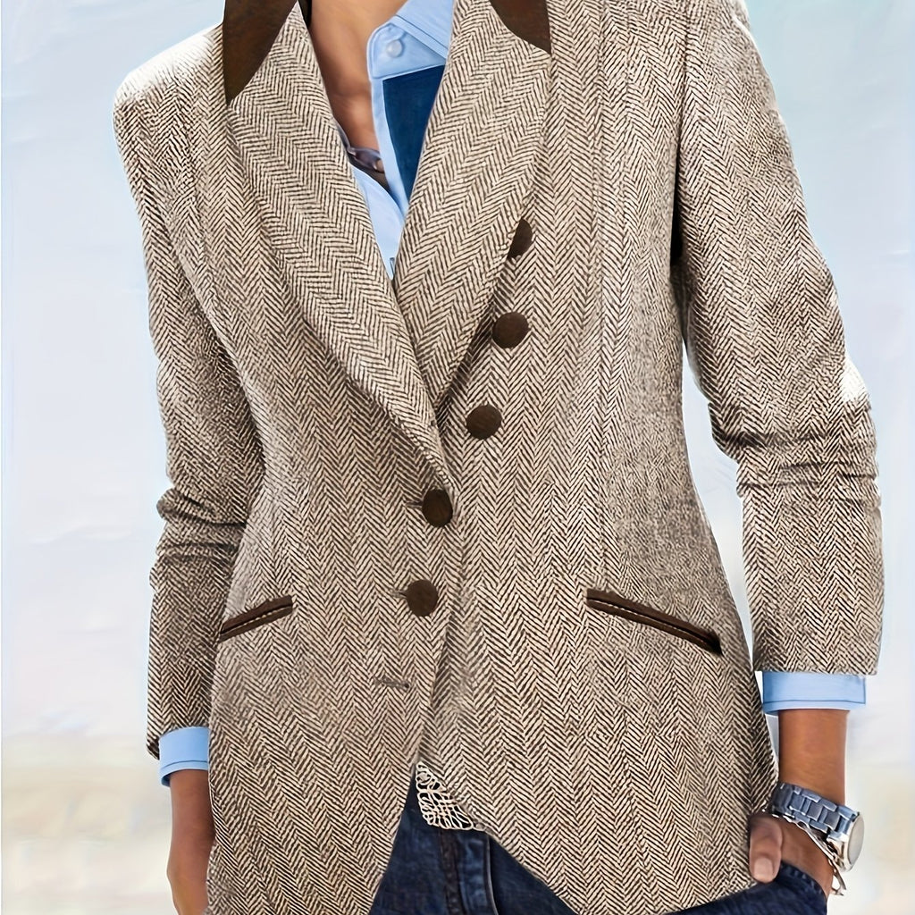 Timeless H-Lapel Blazer with Gold Button Accents