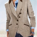 Timeless H-Lapel Blazer with Gold Button Accents
