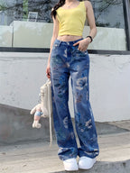 Calças Retas com Estampa Floral