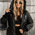 Chic Quilted Plaid Women's Hooded Jacket