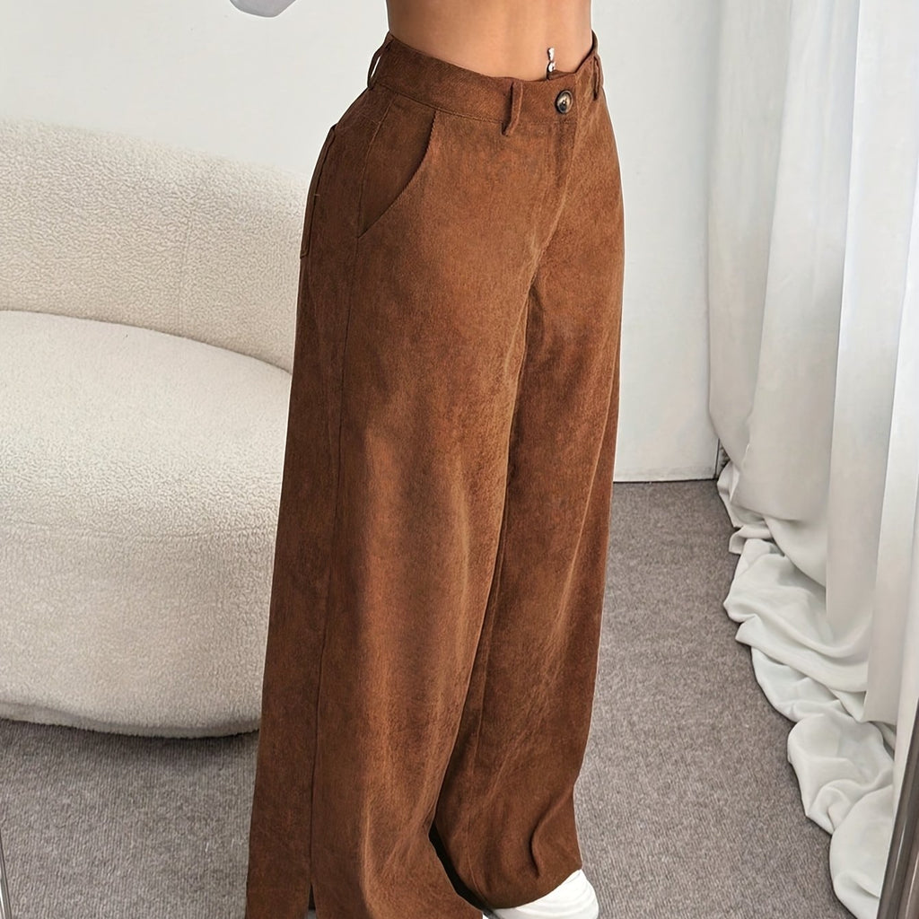 Elegant Wide-Leg Corduroy Trousers for Women