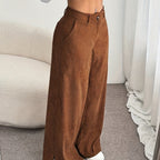 Elegant Wide-Leg Corduroy Trousers for Women