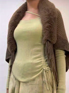 Xaile Elegante Assimétrico Feminino - Cachecol de Inverno Macio e Quente com Rosa Pastel/Roxo, Xaile Formal e para o Dia a Dia para Todas as Estações para Festas, Roupa Casual - Acessório de Moda Feminino de Fácil Cuidado, Acessório de Festa, Cobertura Elegante, Padrão Geométrico