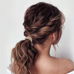 Faixa de Cabelo Elástica Branca com Miçangas para Rabo de Cavalo - Acessórios Femininos (Conjunto de 3)