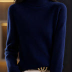 Chic High-Neck Women's Knit Sweater - Soft & Warm Essential