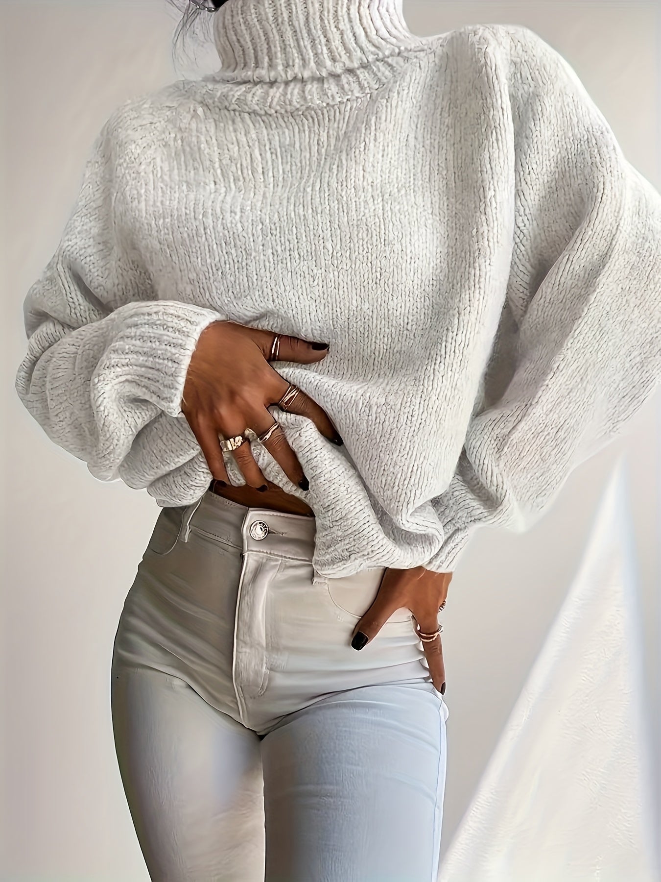 Blusa Feminina Elegante de Gola Redonda - Suéter Macio e Quente de Cor Sólida para Inverno, Lavável na Máquina, Tops Aconchegantes para Outono e Inverno, Versátil para Looks Casuais ou Sofisticados, Suéter Simples para Jeans/Vestidos/Saias