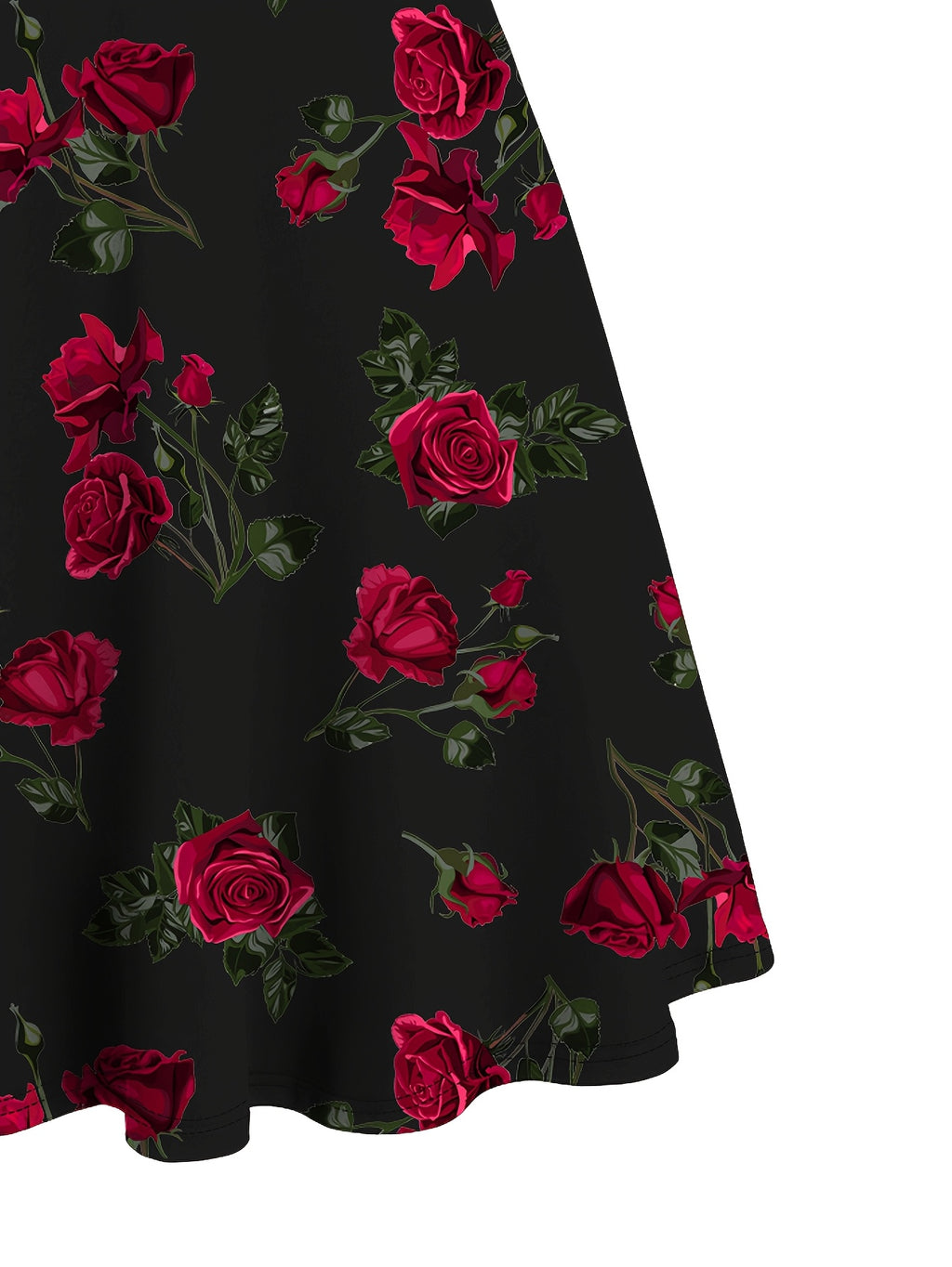 Vestido Feminino com Estampa de Rosa Vermelha e Ombros Descobertos com Alças Cruzadas à Frente & Franzidos - Vestido Elegante Casual em Linha A para Primavera Verão Outono, Moda Sazonal | Material Não Transparente, Vistosos