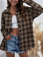 Camisa de Botões Oversize Feminina - Blusa de Manga Comprida e Corte Solto com Decote Quadrado, Tecido Opaco para Looks Diários e Formais - Transição Primavera/Outono, Roupa de Primavera Outono, Construção Durável, Topo Elegante, Roupa de Escritório