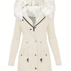 Elegant Women's Winter Coat with Faux Fur Hood
