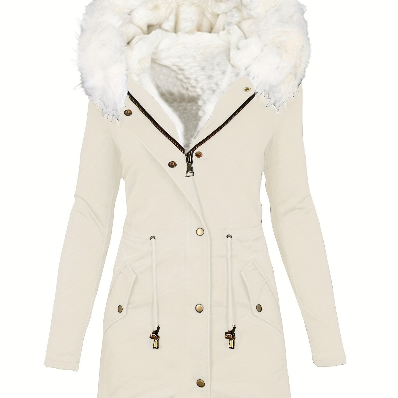 Elegant Women's Winter Coat with Faux Fur Hood