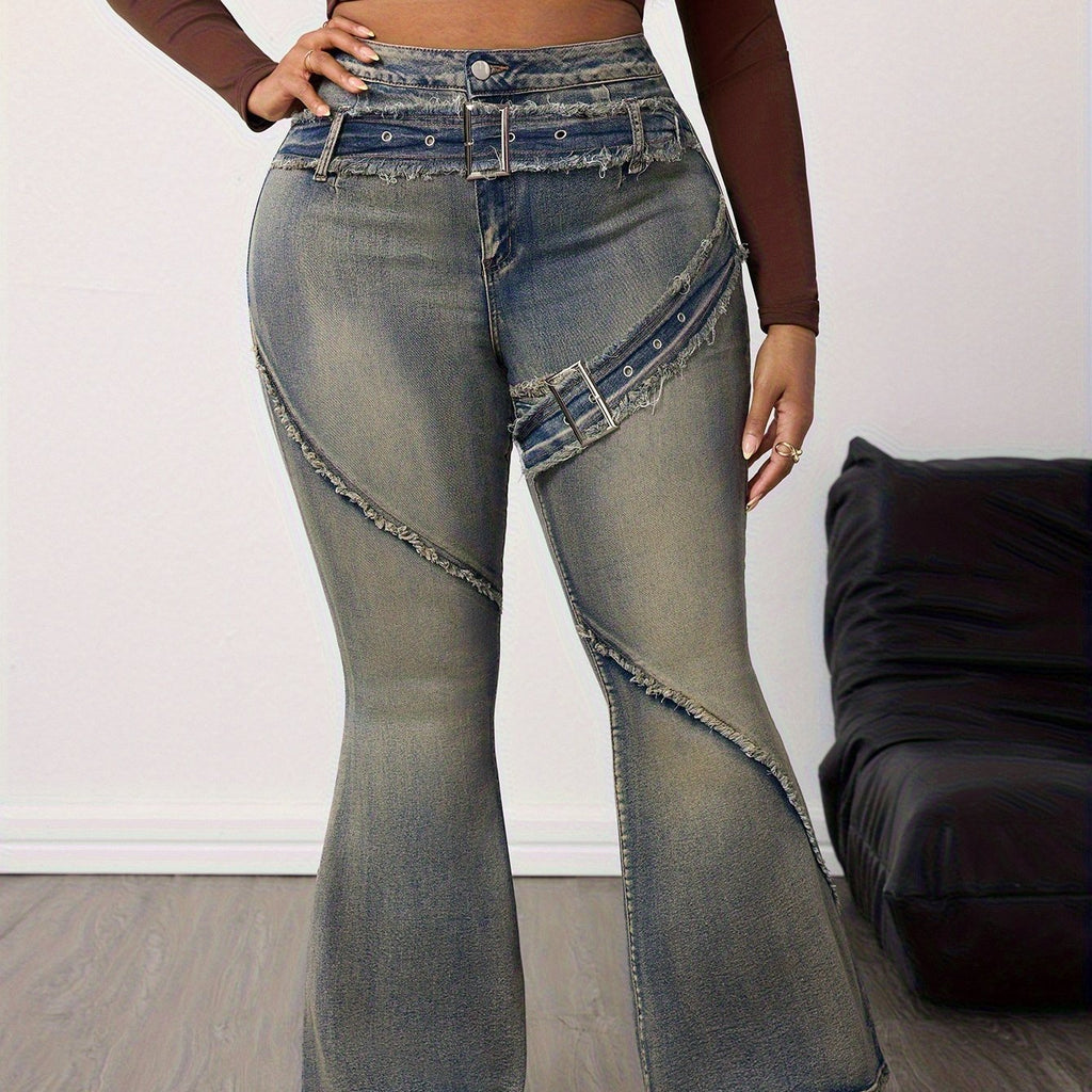 Fabulous Flare: Plus Size Fringe Hem Jeans
