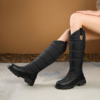 Botas femininas antiderrapantes de sola grossa; botas quentes e acolchoadas para inverno; botas esportivas femininas até o cano médio
