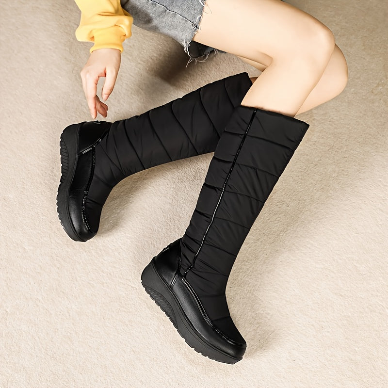 Botas de inverno para mulheres de cano médio - Sola de borracha espessa e antiderrapante, forro de fleece quente, parte superior de tecido respirável e sintético para atividades ao ar livre na neve, vermelho/branco/preto, botas de inverno