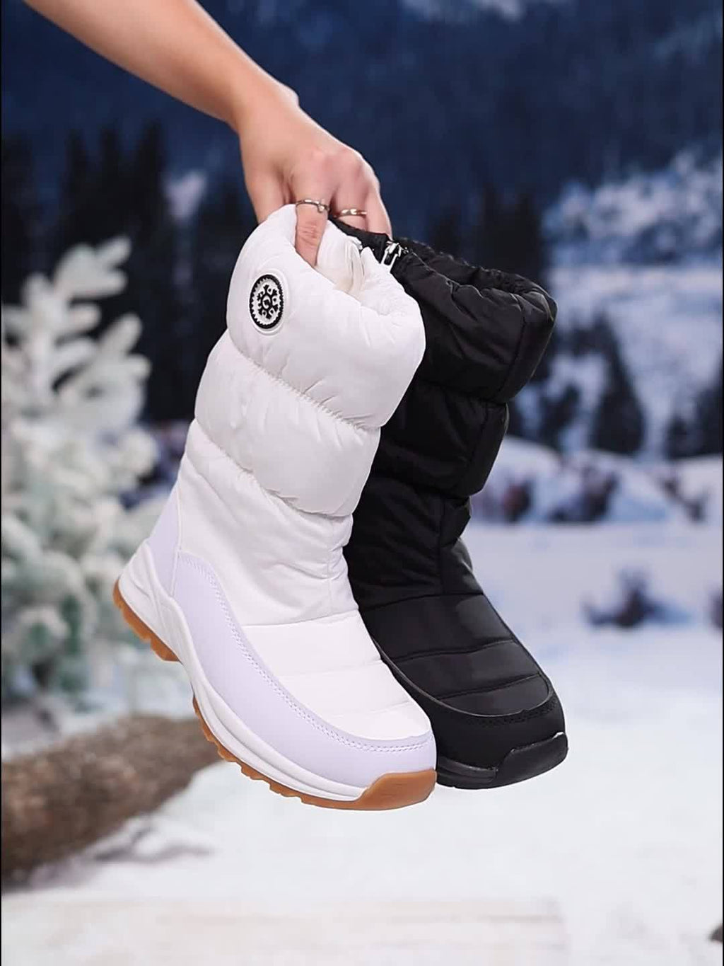 Botas de Neve de Inverno para Mulher - Botas Térmicas Isoladas para Clima Frio com Sola TPR Antiderrapante, À Prova de Vento e de Alta Qualidade - Botas de Meia-Perna para Clima Frio com Palmilha Acolchoada