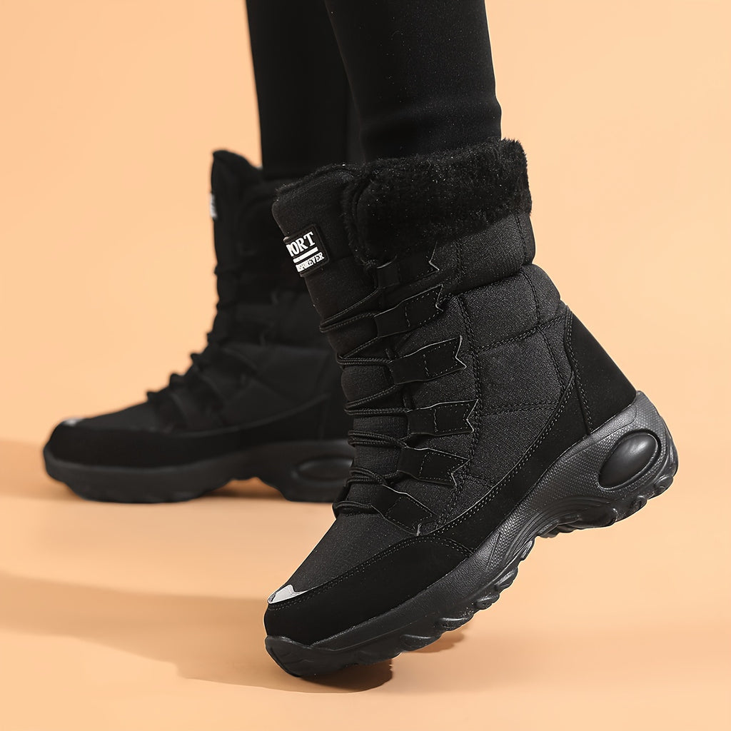 Botas de Inverno de Veludo Cotelê para Mulheres Mr.Modars com Sola de Placa - Bico Redondo, Quentes / Sola de Borracha, Botas de Neve Adequadas para Clima, Uso Casual e Semi-Formal - Estilo Europeu (Nome da Marca)