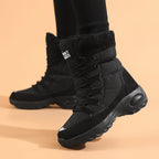 Botas de Inverno de Veludo Cotelê para Mulheres Mr.Modars com Sola de Placa - Bico Redondo, Quentes / Sola de Borracha, Botas de Neve Adequadas para Clima, Uso Casual e Semi-Formal - Estilo Europeu (Nome da Marca)