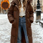 Women's Winter Hooded Puffer Jacket - Waterproof & Warm