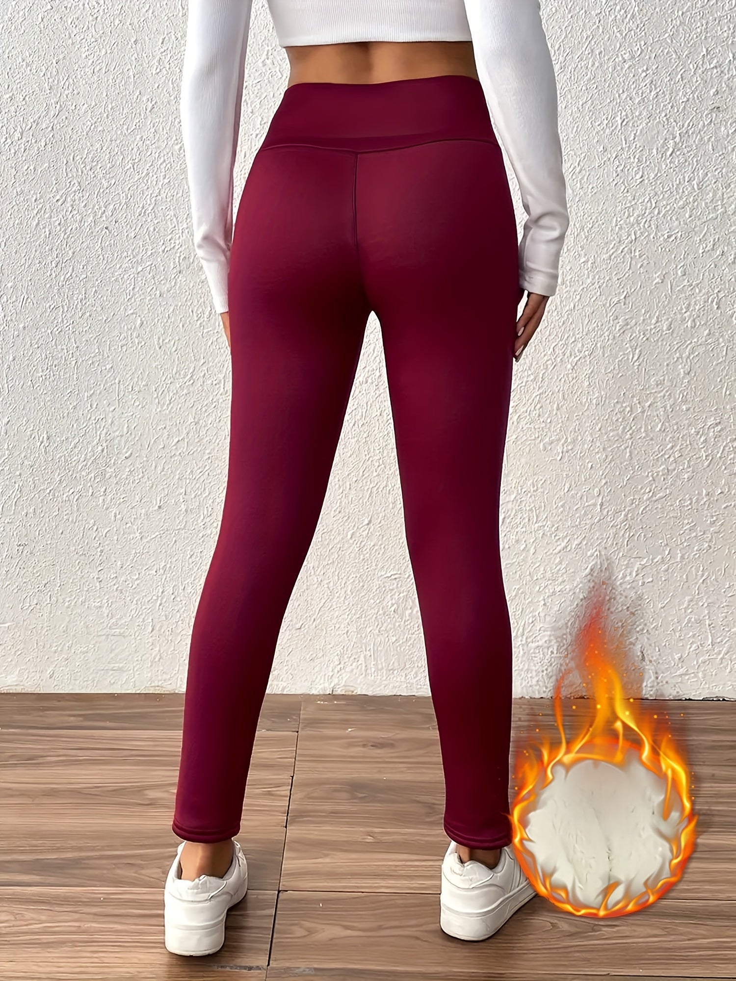 Leggings Térmicas de Cintura Alta para Mulheres - Meias de Inverno com Toque de Fleece e Cintura Elástica, Comprimento 9/10 (Sem Punho) para Uso Casual - Calças Quentes e Ajustadas, Laváveis à Máquina, Preto/Branco/Mais Cores