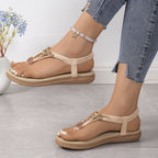 Sandálias Elegantes Boho Chic para Mulheres - Chinelos com Alça Elástica em T, Abertas na Frente, Design Trançado Branco, Confortáveis para Uso Diário