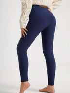 Leggings de cintura alta forradas com pelúcia para mulheres, elásticas e confortáveis, estilo casual para o inverno, ideais para vestir por baixo de roupa térmica