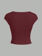 Top Curto Sexy Decote em V Profundo | Alta Elasticidade, Colete Preto Sólido Sem Mangas, Versátil para Todas as Estações, Roupa Casual e de Noite, Design Slim Fit