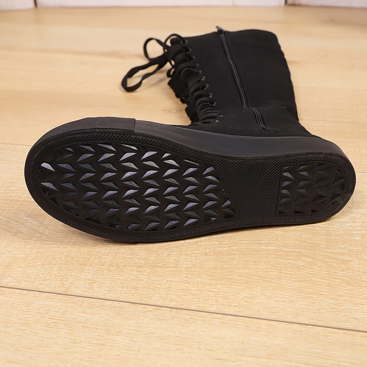 Botas de Cano Alto Rasas com Fecho Interior para Mulher | Pendente de Decoração de Halloween para Estudantes, Para Todas as Estações, Tamanhos 34-43