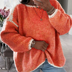 Chic Color Block Off-Shoulder Knit Sweater
