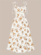 Vestido de praia sem mangas com estampa floral elegante para mulheres