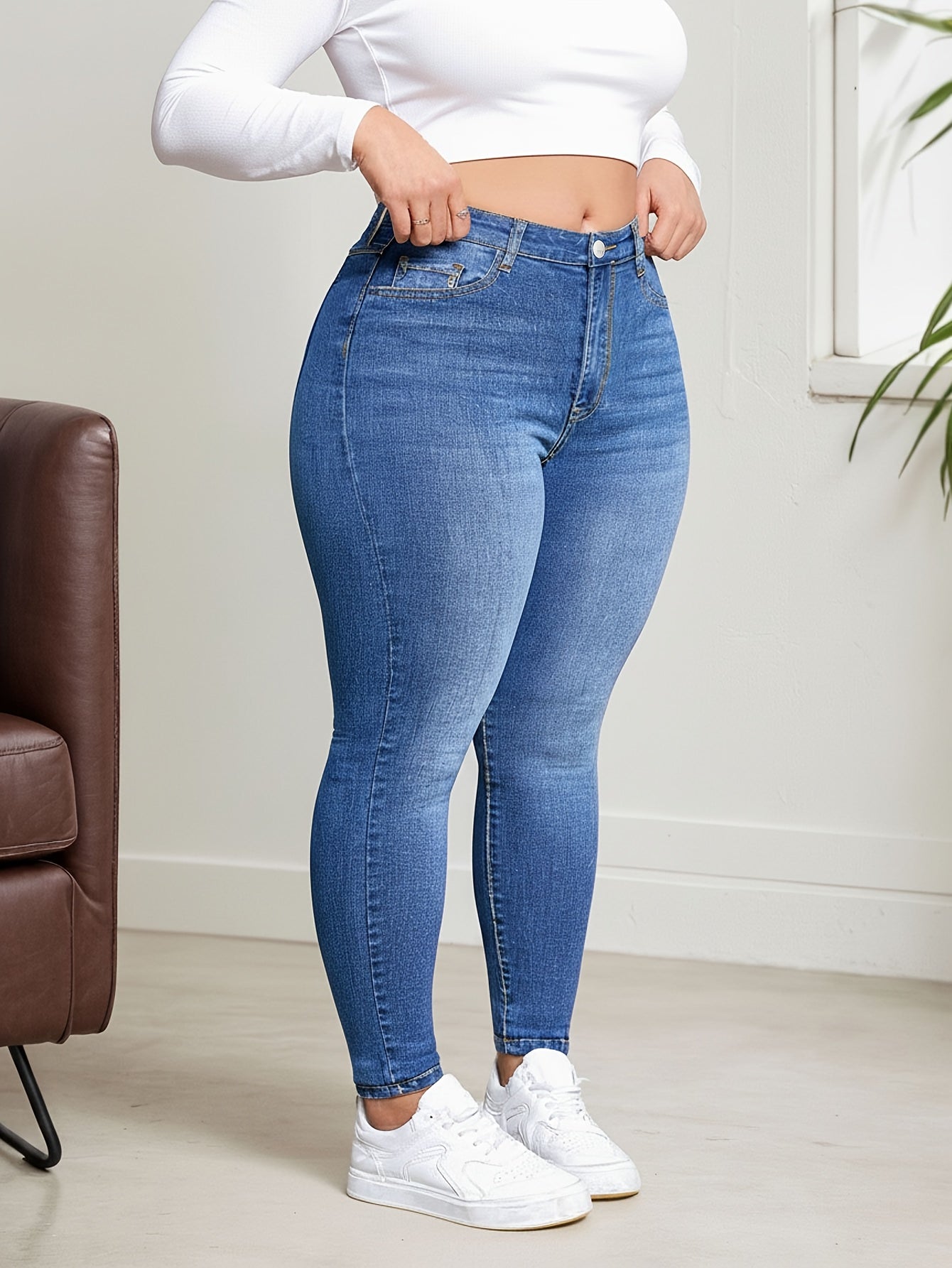 Calças jeans plus size femininas estilo novo para todas as estações, calça skinny elegante e casual. Calcas longas de moda em tamanhos grandes com alta elasticidade e conforto, ótima opção denim slimming que exibe um visual jovem moderno adequado a todos os tipos físicos